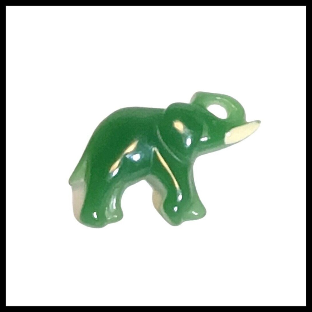 Vintage Avon Green Elephant Brooch Pin Faux Jade
